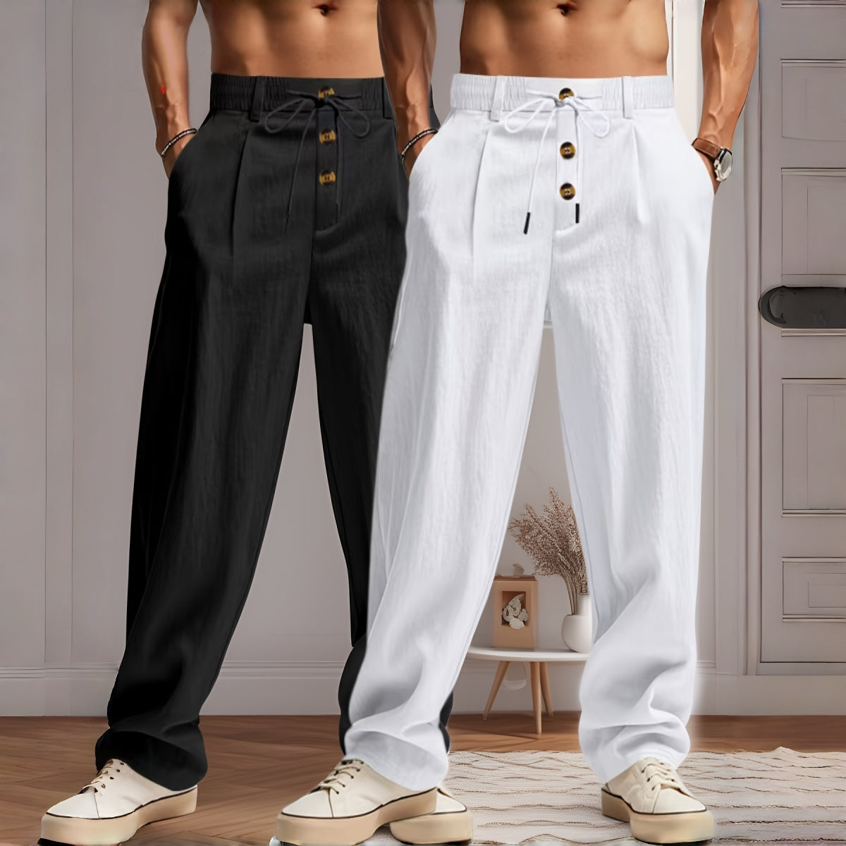 👖👖 ¡Oferta por tiempo limitado al 50% de descuento! Pantalones caseros de hombre de alta calidad, corte entallado y recto, transpirables y cómodos.