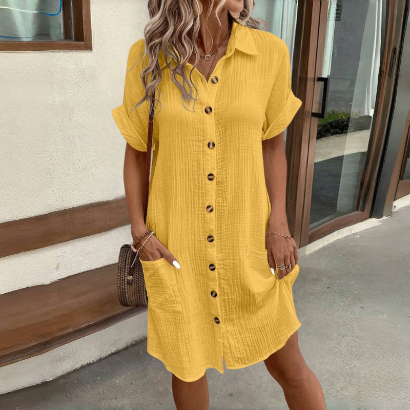 🌸【Gorąca wyprzedaż】💎 [S-6XL] 2025 bawełniano-lniana sukienka z krótkim rękawem, lekka i przewiewna