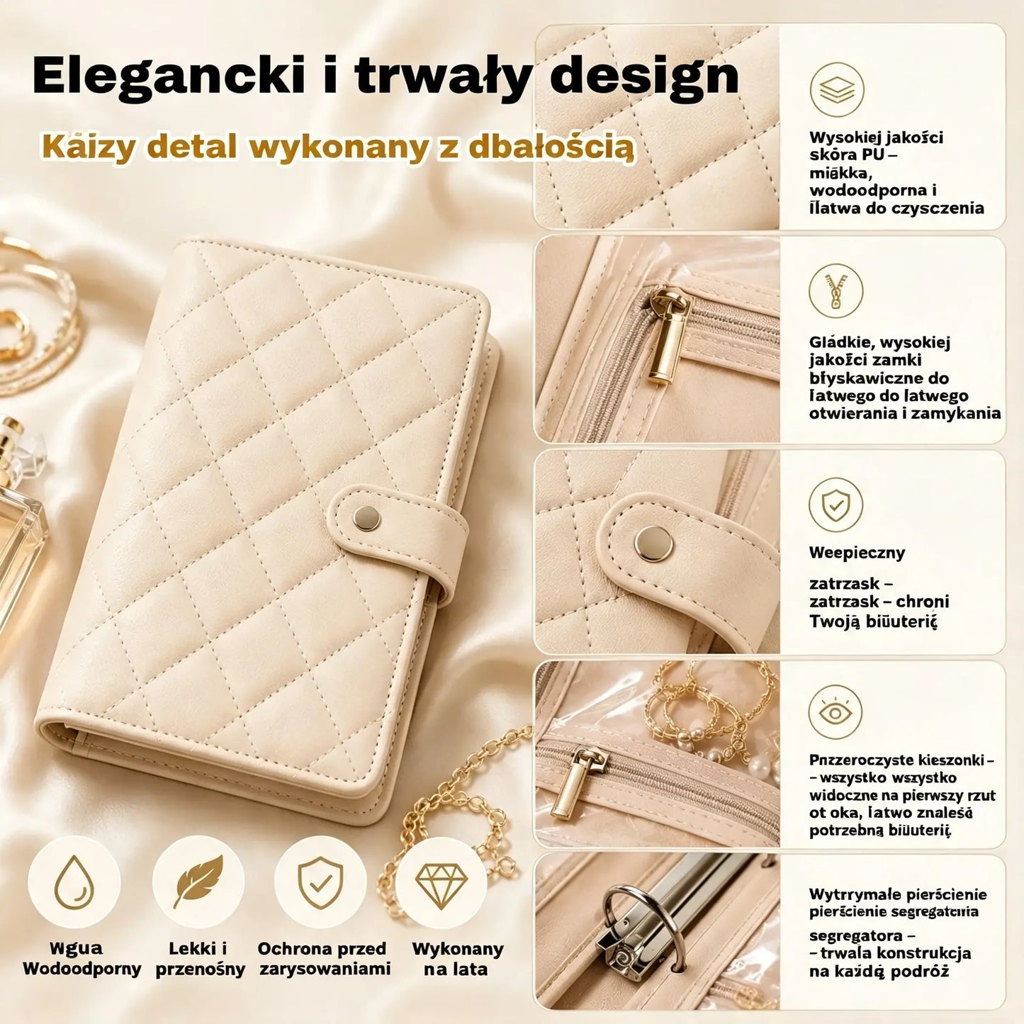 🔥Elegancka, przenośna torebka do przechowywania biżuterii z nadrukiem w kratkę