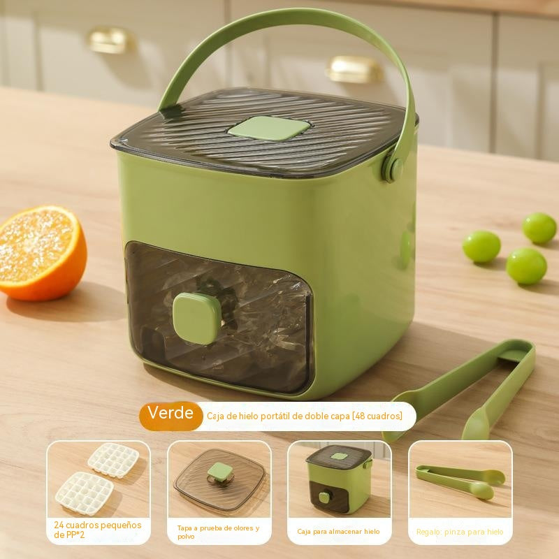50%OFF🧊 Máquina de hielo portátil | Con tapa y recipiente para almacenar hielo (hace 48 cubitos de hielo a la vez)