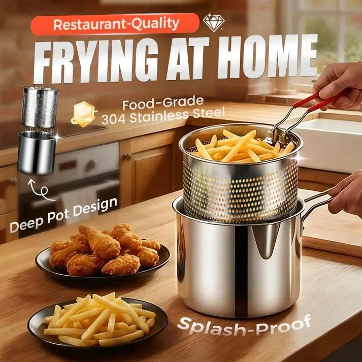 【Dvojdielna sada: hrniec + sitko】24 €🔥 Ušetrite až 50 %! 🎁 Multifunkčná fritéza z nehrdzavejúcej ocele 304