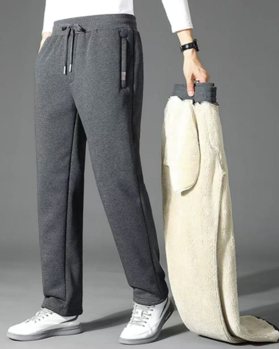 👖【M-5XL】2024 moda zimowa męska zagęszczone ciepłe sportowe spodnie na co dzień z wełny jagnięcej-3821876
