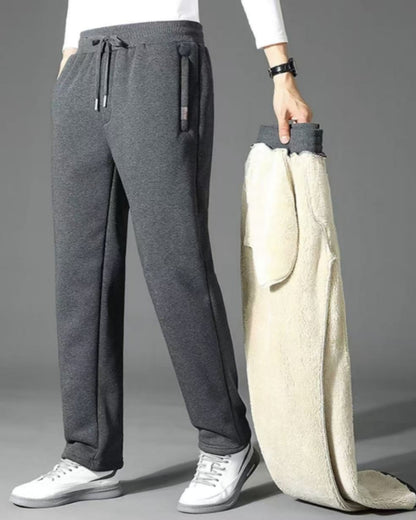 👖【M-5XL】2024 moda zimowa męska zagęszczone ciepłe sportowe spodnie na co dzień z wełny jagnięcej-3821876