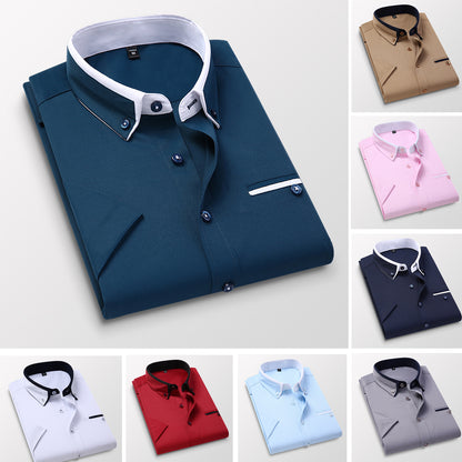 【M-5XL】 Męska, wysokiej jakości, elastyczna, wygodna koszula biznesowa z długim rękawem-3906690
