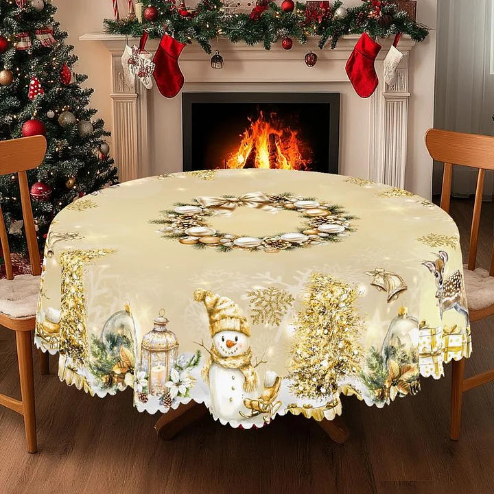 🎄180×140 cm🎄 Premium božićni stolnjak – čaroban motiv Djeda Božićnjaka i sobova za radosne obiteljske trenutke