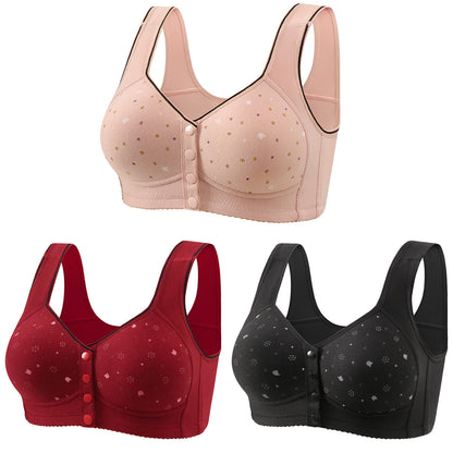 🏆[3 opakowania] [40-120 kg] Biustonosz damski bez fiszbin, zapięcie z przodu ❤️Bawełna Tencel, naturalnie antybakteryjna i wygodna