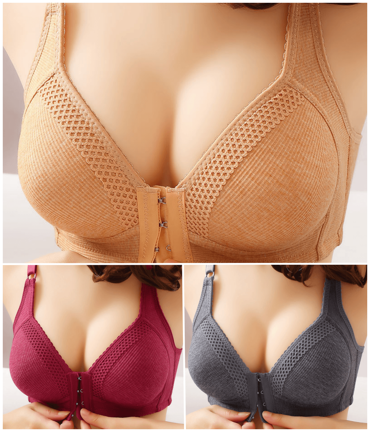 💥✨【3-Pack】Висококачествен безшевен сутиен с лицеви опори, модерен и секси