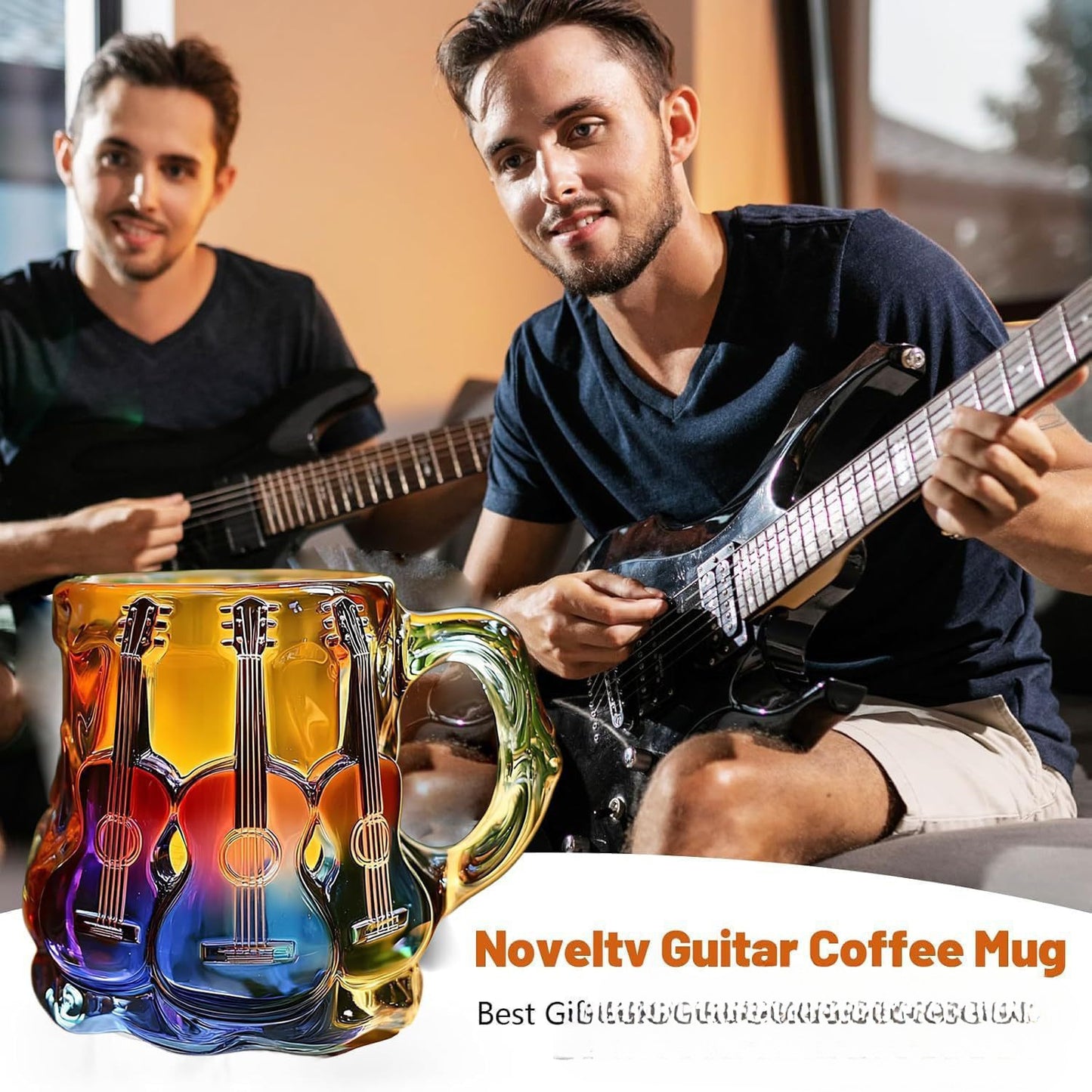 🎸【Kup jeden, a drugi dostaniesz gratis】Kubek do kawy z malowaną gitarą 3D