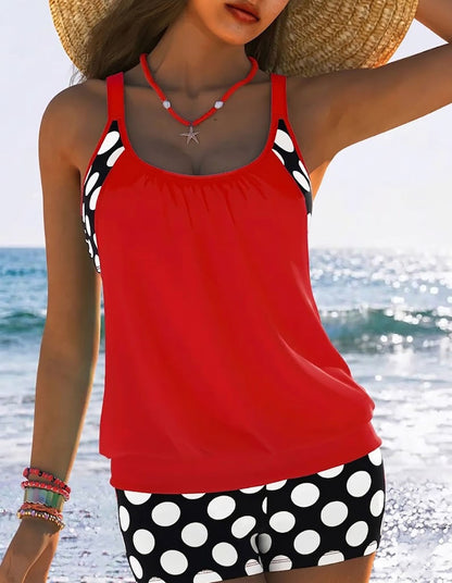 🏖️【S-4XL】Conjunto de traje de baño de lunares de talla grande para mujer, nuevo modelo 2026