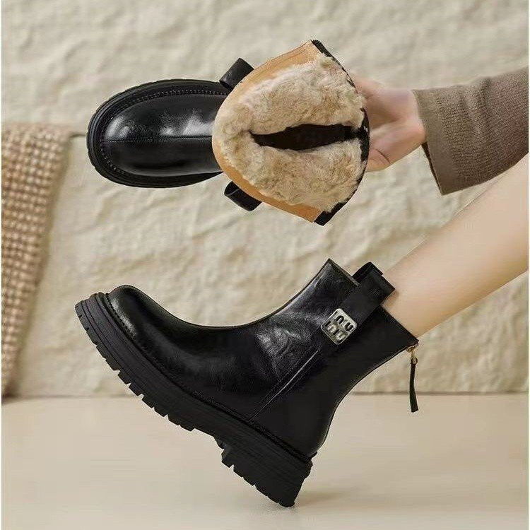 🔥👢【35-40】2024 zimowe nowe modne damskie buty Martin w stylu Retro z naturalnej skóry