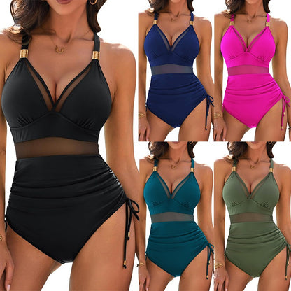 🏖️👙【Ograniczona ilość】🌴【40-90 kg】 Jednoczęściowy strój kąpielowy bez pleców w jednolitym kolorze