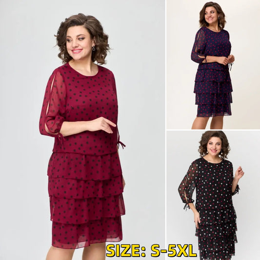 🔥🎉【S-5XL】2025 Wiosna nowa modna sukienka w kropki, lekka sylwetka, wykonana z wygodnego szyfonu3894824