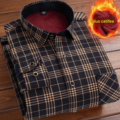 👔【L-4XL】Ciepła koszula w aksamitną kratę na jesień i zimę ✅【45-95kg】-3811817