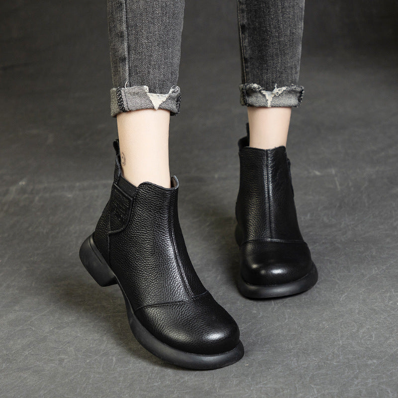 ✨🎉【35-41】2025 Nowe jesienno-zimowe damskie skórzane buty z miękką podeszwą, bezzapachowe i trwałe