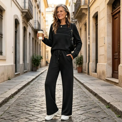 【S-5XL】Stylowy damski komplet odzieży sportowej do noszenia na co dzień: wysokiej jakości bawełniana bluzka z długim rękawem + spodnie – Płatność przy odbiorze