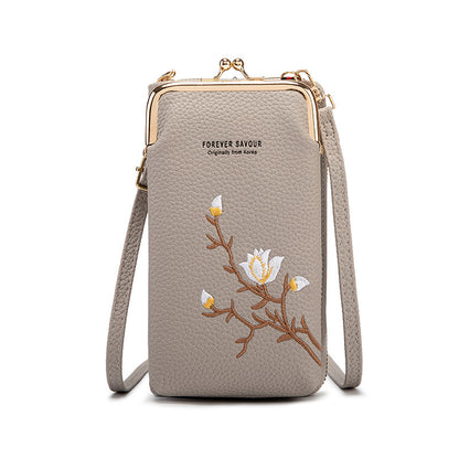 🔥【Téli újdonság】👜 Női bőr crossbody táska, gyönyörű hímzéssel, szobatelefonnal és aprópénzzel🎁