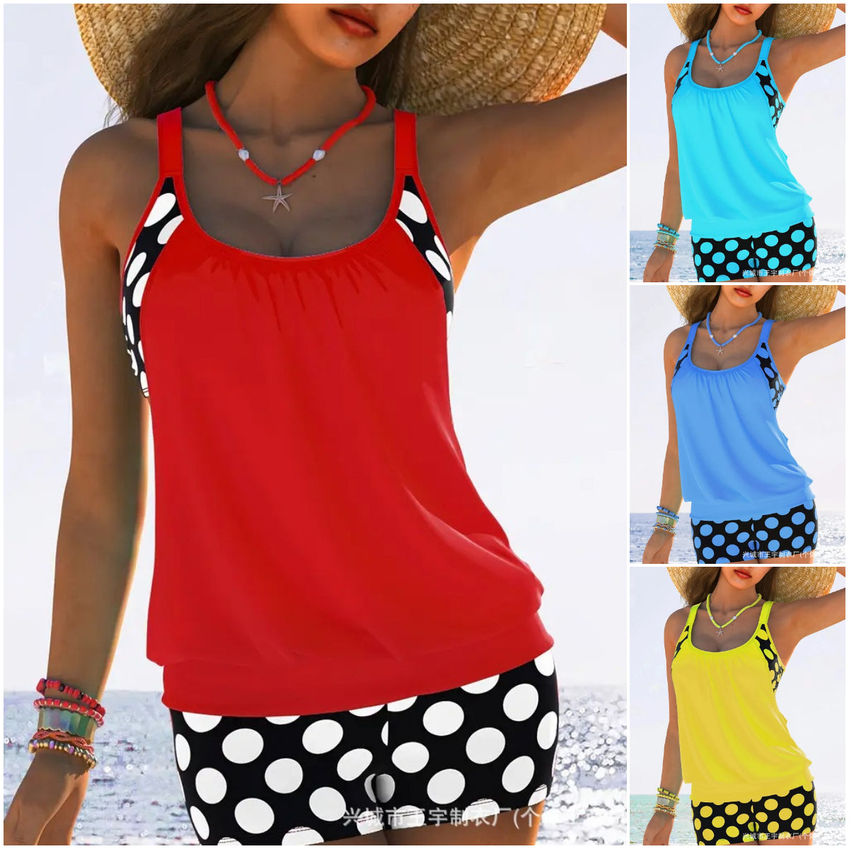 Плащане при доставка🏖️【S-5XL】Секси дамски бански костюм Halter на точки, големи размери 2026