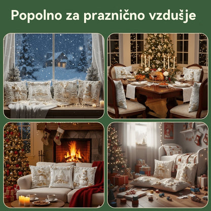 🎅🎄Prevleka za vzglavnik z božično tematiko 【4-delni komplet】