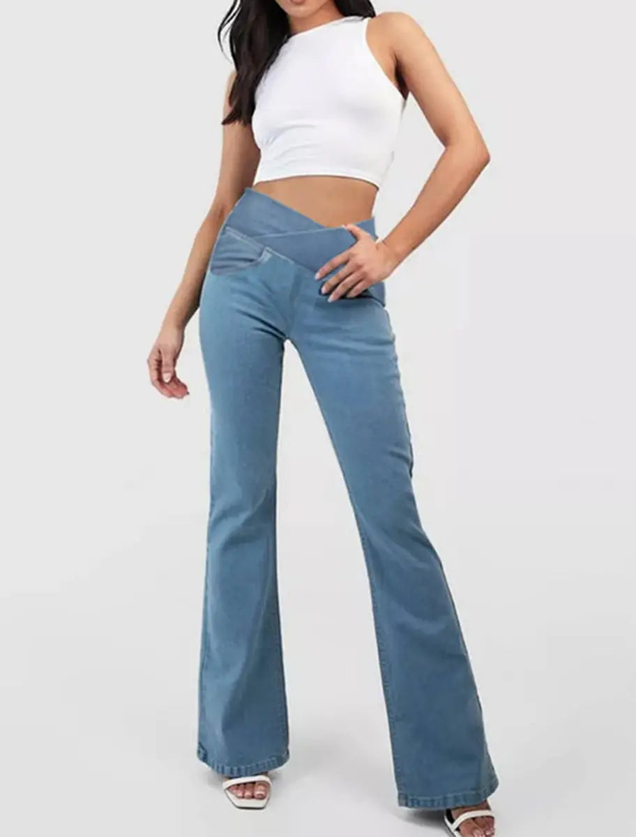 🔥✨【XS-4XL】🍁🎉Nové skinny džínsy s vysokým pásom a širokými nohavicami na začiatok jesene - zoštíhľujúce a zdvíhajúce zadok