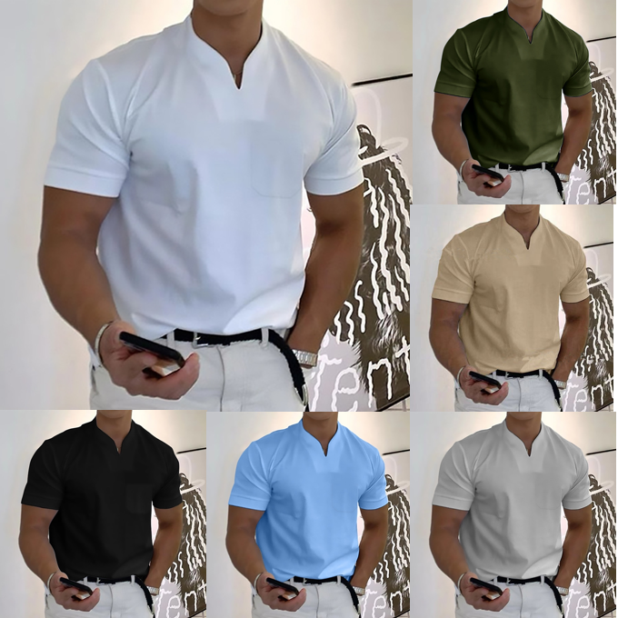 💪👔Polo deportivo para hombre en tallas grandes, de algodón elástico
