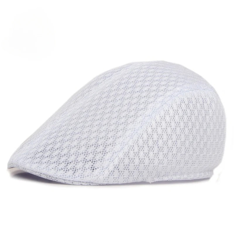 💨Męska czapka z daszkiem typu kaszkiet (fason „duckbill”) z przewiewnej siateczki, rozmiar 56–58 cm.