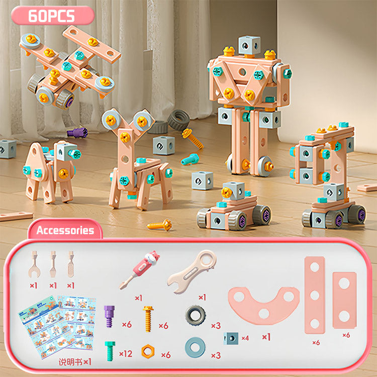 🌈Bestsellerowa zabawka do samodzielnego montażu dla dzieci, zabawka edukacyjna, w skład której wchodzą proste klocki, zabawki, skrzynka z narzędziami i wiertarka.