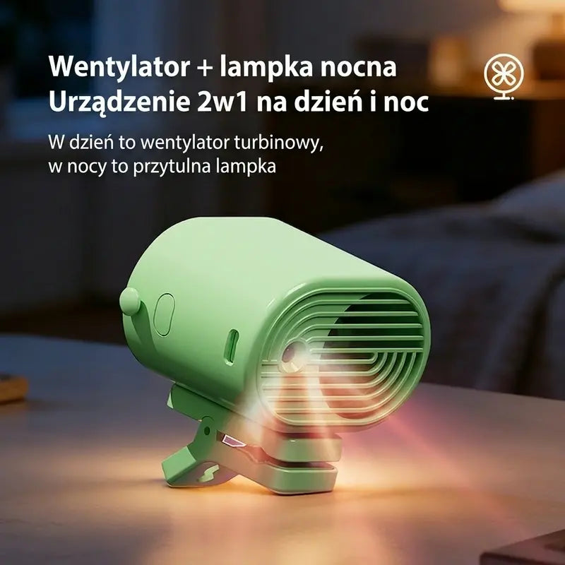 🌀 Wentylator bez użycia rąk z ekranem LED, wbudowanym klipsem i 199 poziomami regulacji