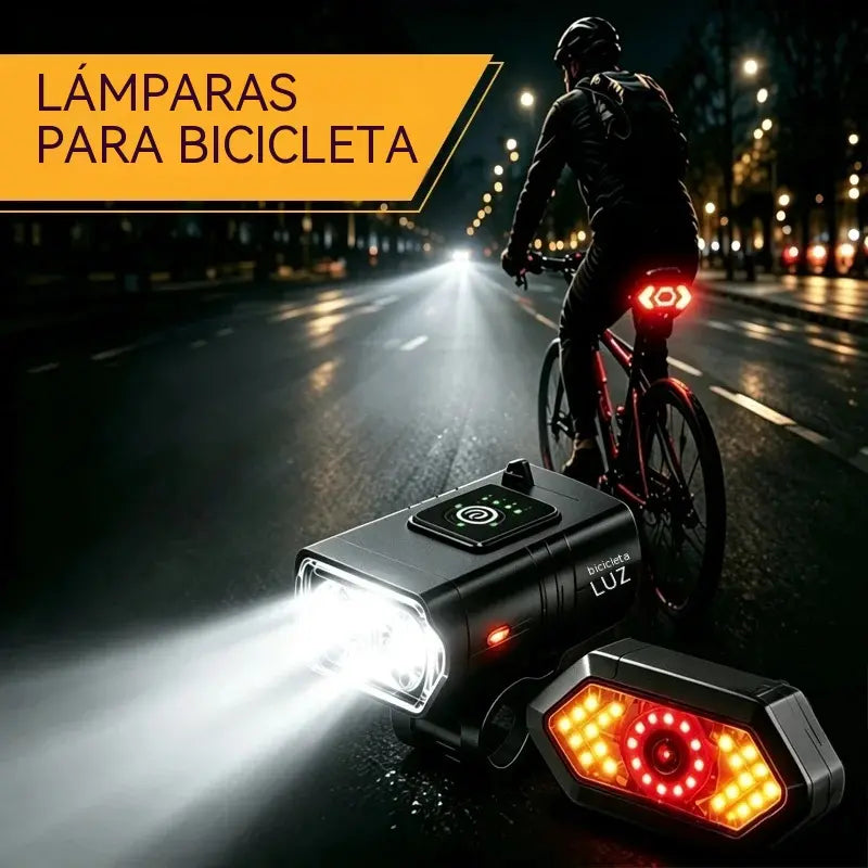 🚴 Luz LED para Bicicleta de Alto Brillo | Kit Delantero + Trasero USB Recargable ✅️Pago contra entrega