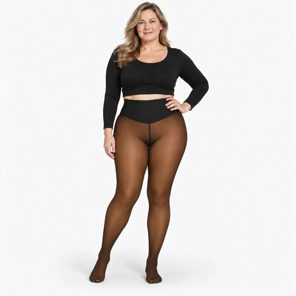 ✨【XS-3XL / 4 boje】 Tajice s podstavom od flisa i efektom prozirnosti; dizajn s jednim šavom sprijeda i straga – poluprozirne tajice koje služe kao osnovni sloj odjeće.