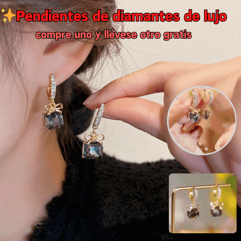 ✨✨Pendientes cuadrados de lujo con incrustaciones de diamantes, elegantes y versátiles.