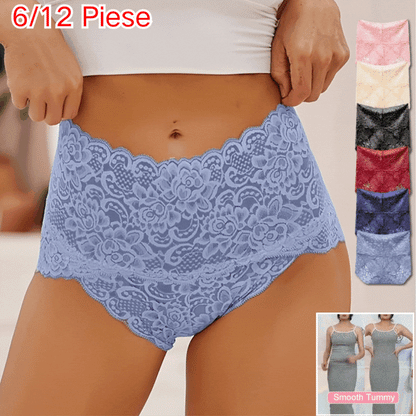 🔥【Kup 3, otrzymaj 3 gratis】(6 sztuk) - Antybakteryjne koronkowe majtki modelujące sylwetkę z wysokim stanem