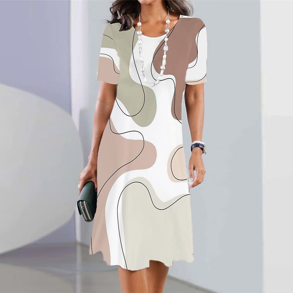 👗【40-120kg】Nuevo vestido estampado de cuello redondo para mujer, colección 2026 ✅️Pago contra entrega
