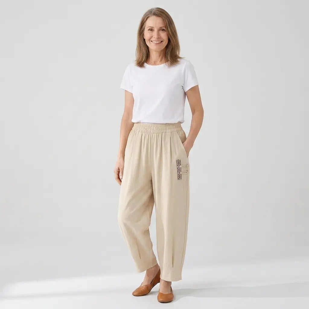 🔥✨【M–4XL】👖 Ľahké a priedušné dámske letné nohavice - zmes bavlny a ľanu