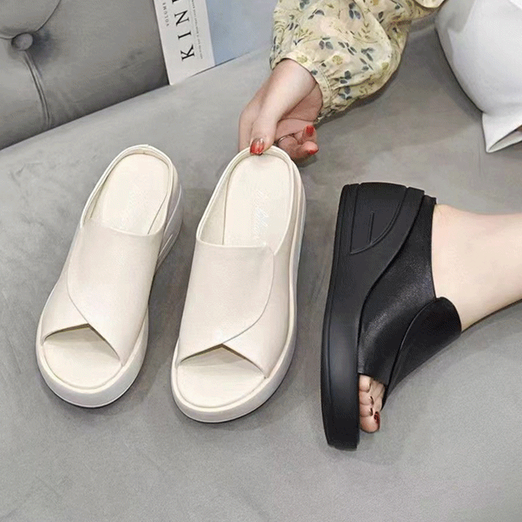 🔥🌈【Ograniczona ilość】2025 Wiosna nowe modne kapcie na koturnie z miękką podeszwą --- obcas 5,5 cm