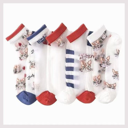 🧦[Juego de 10] Calcetines tobilleros de seda fría ultrafinos, perfectos para el verano.