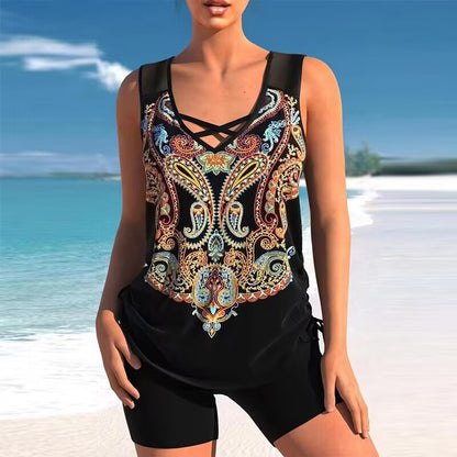 💕🩱【S-5XL】🩱Dvodelne kopalke z etničnim potiskom 🌊