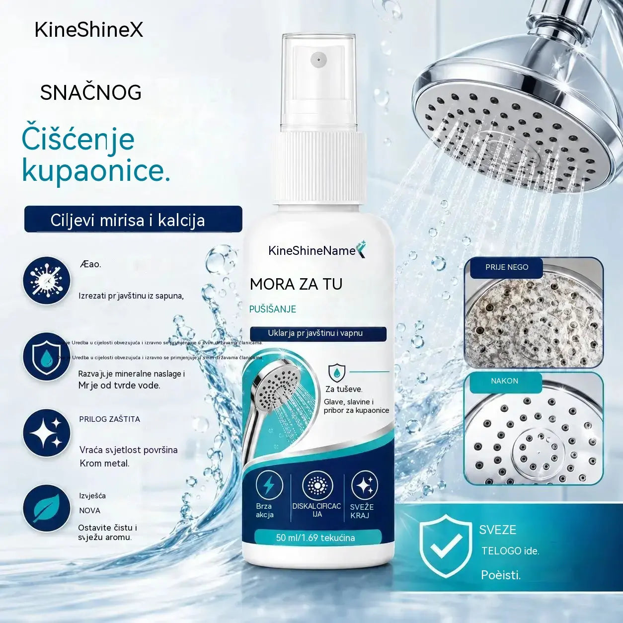 🚿💧Brzodjelujući sprej za uklanjanje kamenca iz tuša