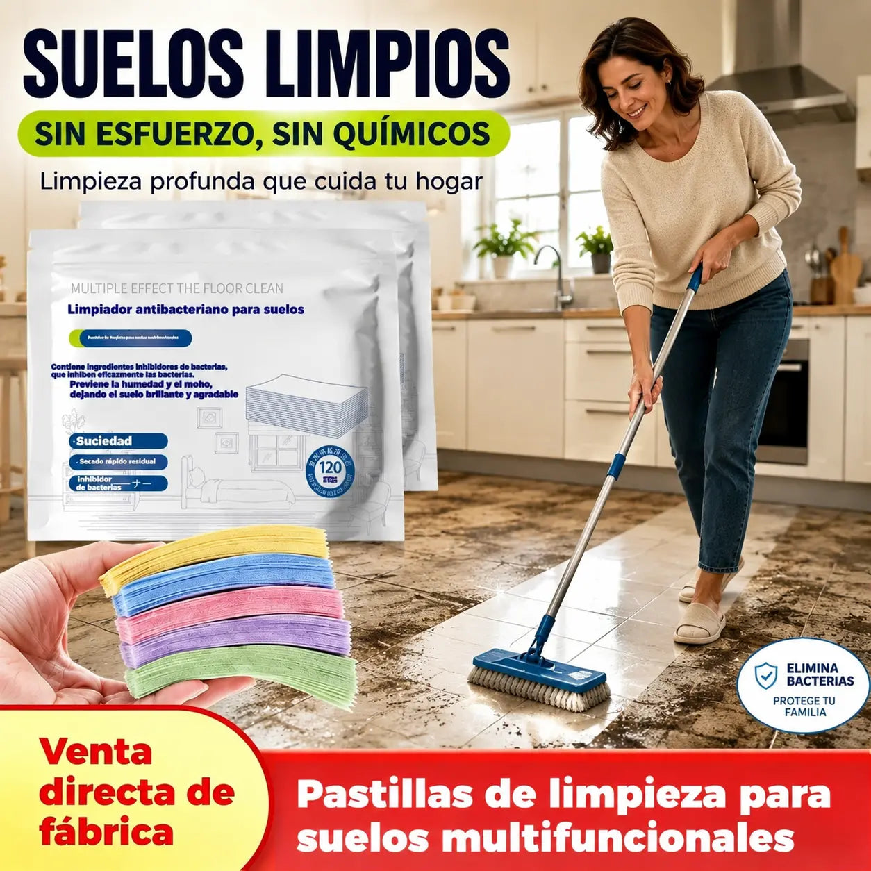 🧹【¡Compra 1 y recibe 1 GRATIS!】✨ 240 unidades de pastillas limpiadoras multiusos antibacterianas y desodorizantes | Aptas para madera dura, suelos laminados, azulejos y paredes de autocaravana ✅️Pago contra entrega