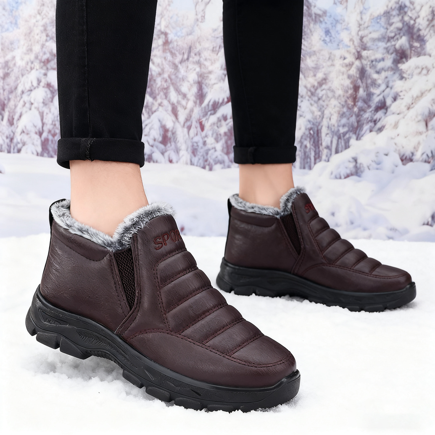 40% - Męskie zimowe buty codzienne, aksamitne i grube, antypoślizgowe