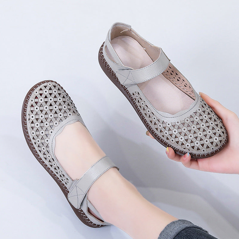 👡👡【35-40】【Piel de vaca de primera capa】Sandalias de mujer de piel auténtica, zapatos de suela blanda.