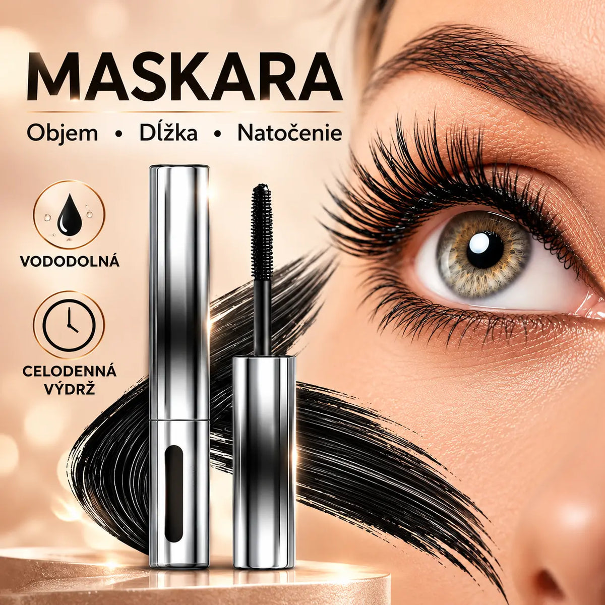 ✨🎉【2-balenie】Vodeodolná 3D maskara – Dlhotrvajúce natočenie, vodeodolná a odolná voči potu