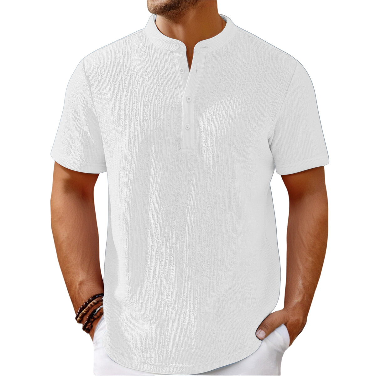 【S-4XL】Pánske tričko s efektnou textúrou a henley výstrihom - pohodlné a štýlové na každý deň