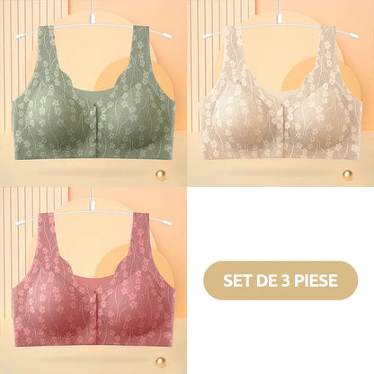 😍【Set od 3 dijela】 ❤️【40-100 kg】👙Prekrasan ženski čipkasti grudnjak s kopčanjem sprijeda, bez žice