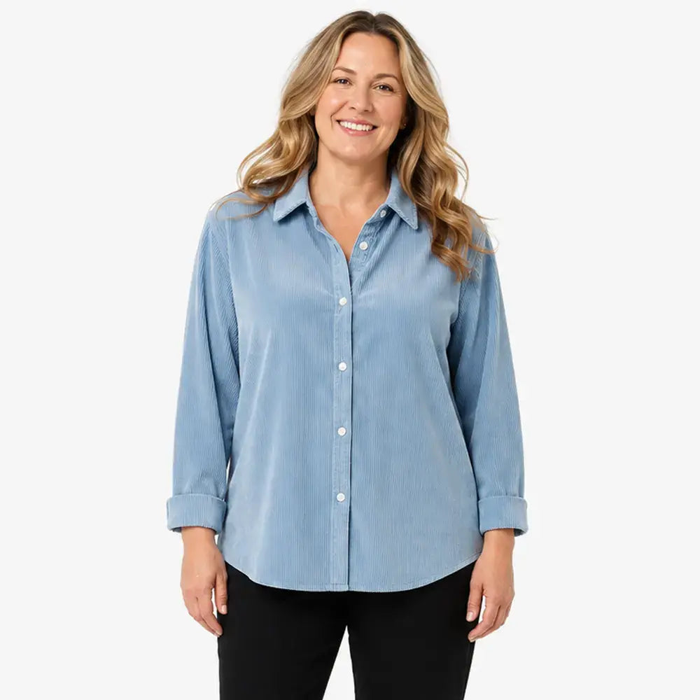 👚Ženska korduro košulja širokog kroja – jednobojna, dugi rukavi – mekana, ležerna bluza za jesen i zimu