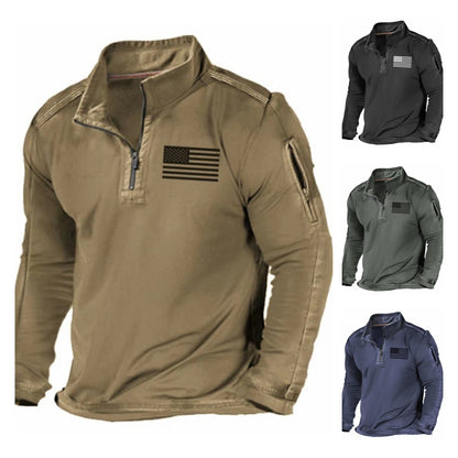 🎉【Sleva brzy končí】 Pánská outdoorová taktická mikina s kapucí, dlouhým rukávem, fleecovou podšívkou, kapsami na zip a polovičním límcem.