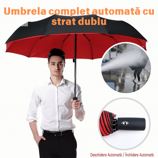 ☔ Dwuwarstwowy parasol automatyczny, wzmocniony, wiatroszczelny, nadający się do użytku zarówno podczas deszczowej, jak i słonecznej pogody.-3876439
