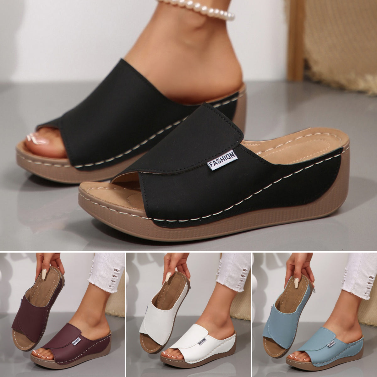 🔥【36-43】 2025 nowe modne damskie sandały na koturnie i grubej podeszwie oraz kapcie