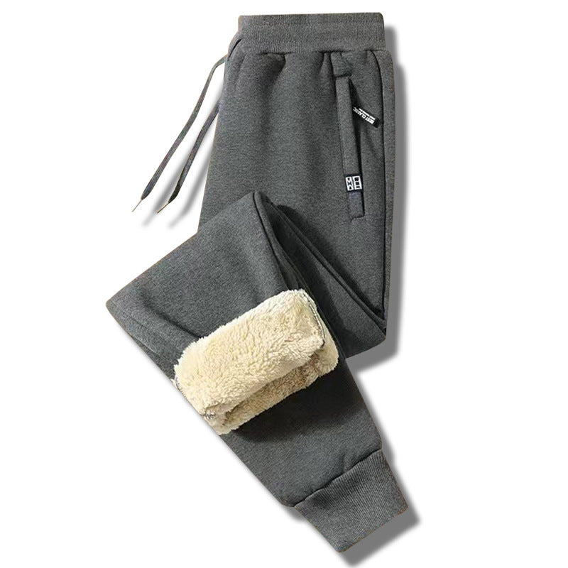 👖【M-5XL】2024 moda zimowa męska zagęszczone ciepłe sportowe spodnie na co dzień z wełny jagnięcej-3821876