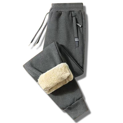 👖【M-5XL】2024 moda zimowa męska zagęszczone ciepłe sportowe spodnie na co dzień z wełny jagnięcej-3821876