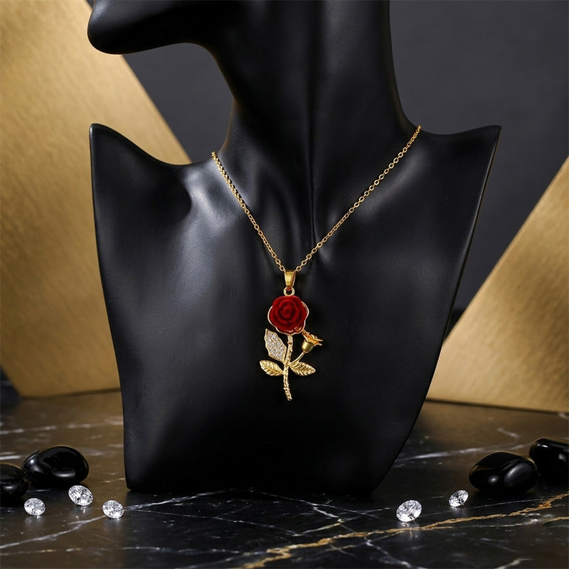 🔥Compra 1 y llévate 1 gratis🔥🌹💎 Collar con colgante de rosa para mujer
